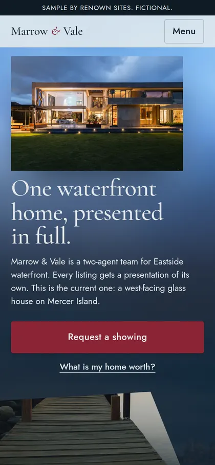 The Marrow and Vale listing on a phone