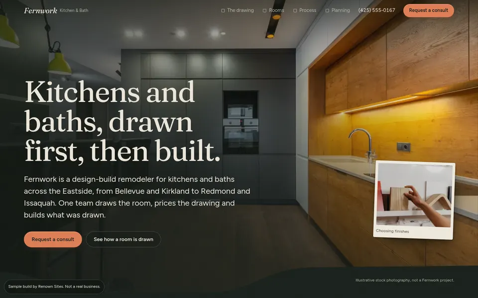 Fernwork Kitchen & Bath homepage on a desktop screen